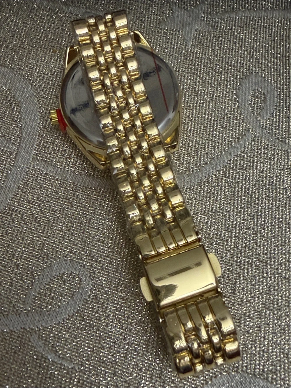 Rhinastar Gold-Tone Crystal Bezel Quartz Watch